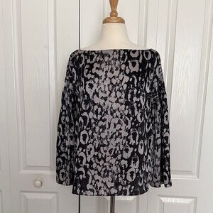Jennifer Lopez Black Gray Abstract/Animal Print Blouse - Medium